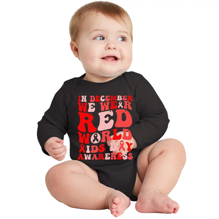 Hiv Awareness Red Ribbon World Aids Day Fighters Baby Long Sleeve Bodysuit