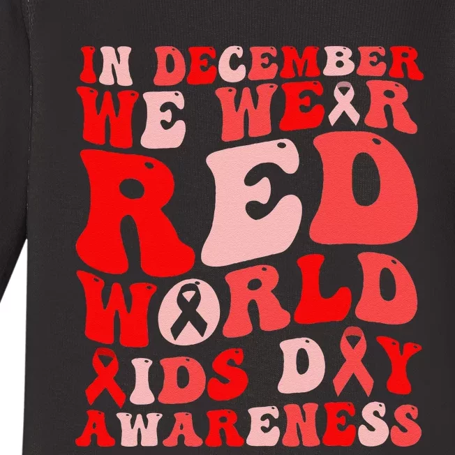 Hiv Awareness Red Ribbon World Aids Day Fighters Baby Long Sleeve Bodysuit