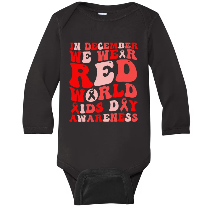 Hiv Awareness Red Ribbon World Aids Day Fighters Baby Long Sleeve Bodysuit