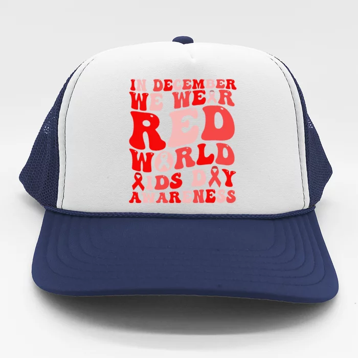 Hiv Awareness Red Ribbon World Aids Day Fighters Trucker Hat