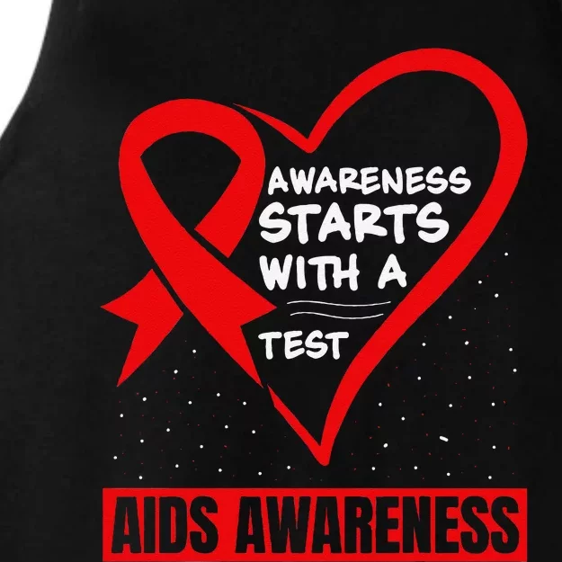 Hiv Awareness Red Ribbon World Aids Day Fighters Ladies Tri-Blend Wicking Tank