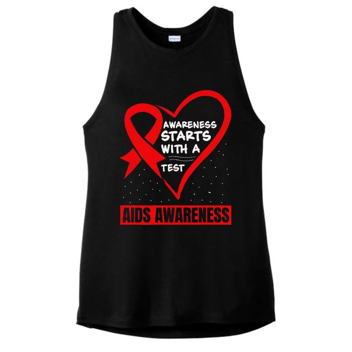 Hiv Awareness Red Ribbon World Aids Day Fighters Ladies Tri-Blend Wicking Tank