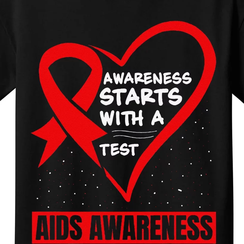 Hiv Awareness Red Ribbon World Aids Day Fighters Kids T-Shirt