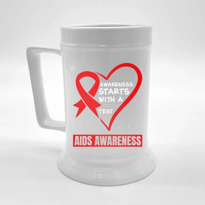 Hiv Awareness Red Ribbon World Aids Day Fighters Front & Back Beer Stein