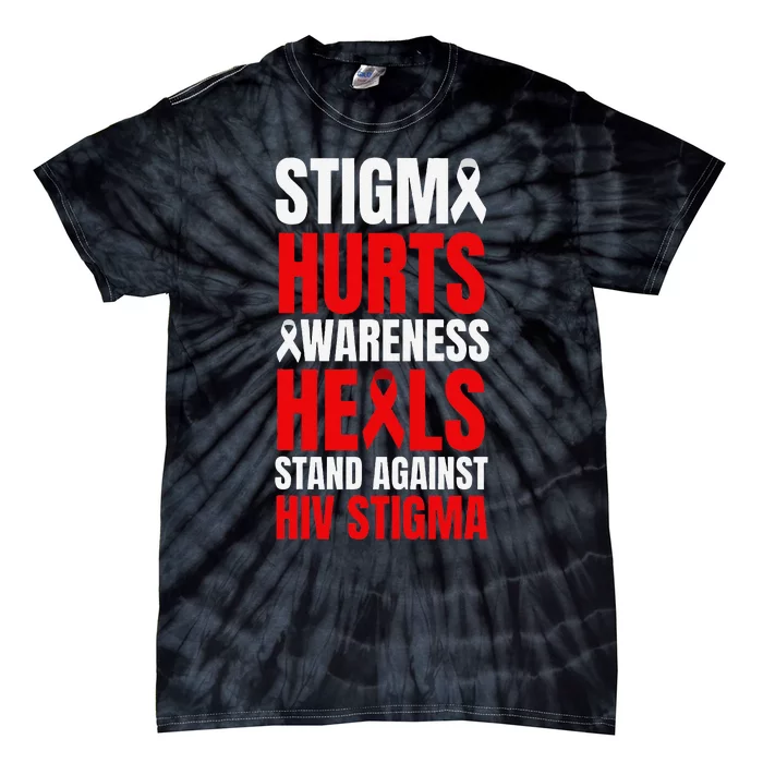 Hiv Awareness Red Ribbon World Aids Day Fighters Tie-Dye T-Shirt