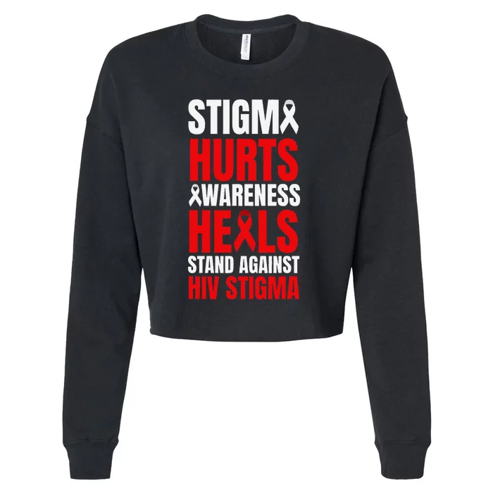 Hiv Awareness Red Ribbon World Aids Day Fighters Cropped Pullover Crew