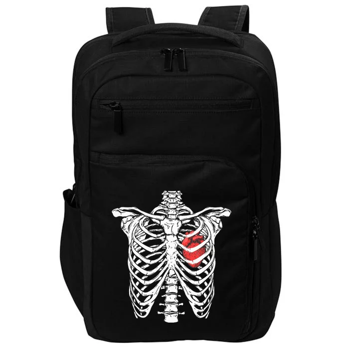 Heart And Ribcage Nurse Funny Skeleton Halloween Impact Tech Backpack