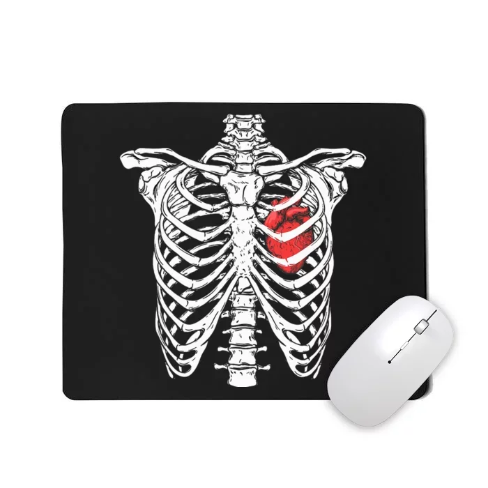 Heart And Ribcage Nurse Funny Skeleton Halloween Mousepad