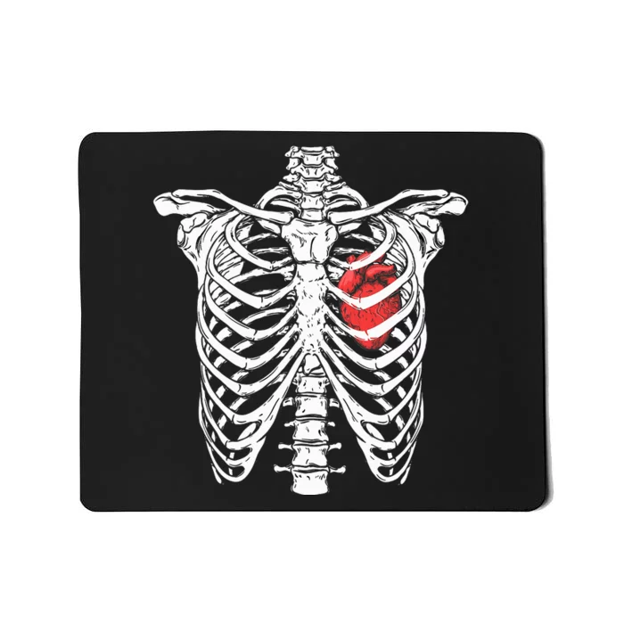 Heart And Ribcage Nurse Funny Skeleton Halloween Mousepad