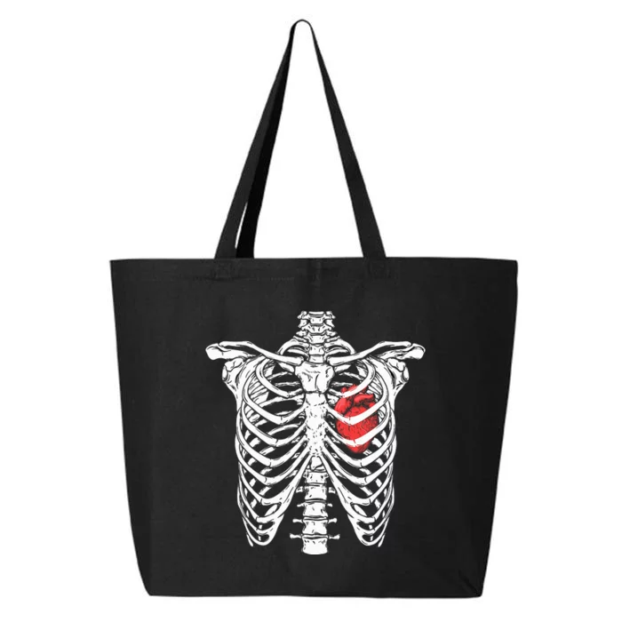 Heart And Ribcage Nurse Funny Skeleton Halloween 25L Jumbo Tote