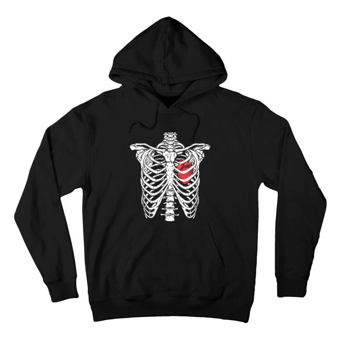 Heart And Ribcage Nurse Funny Skeleton Halloween Tall Hoodie