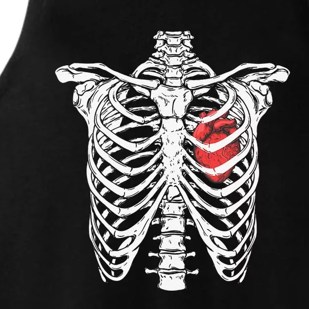 Heart And Ribcage Nurse Funny Skeleton Halloween Costume Ladies Tri-Blend Wicking Tank