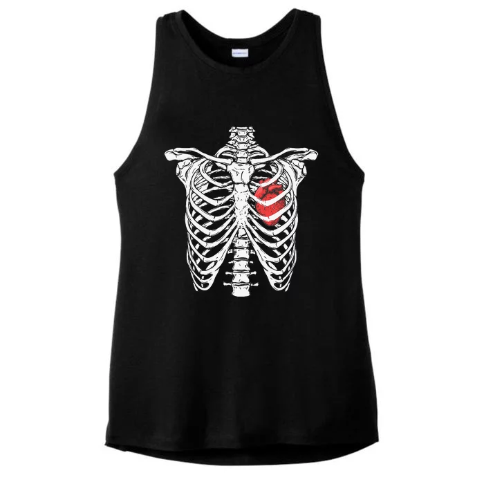 Heart And Ribcage Nurse Funny Skeleton Halloween Costume Ladies Tri-Blend Wicking Tank