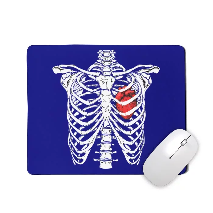 Heart And Ribcage Nurse Funny Skeleton Halloween Costume Mousepad