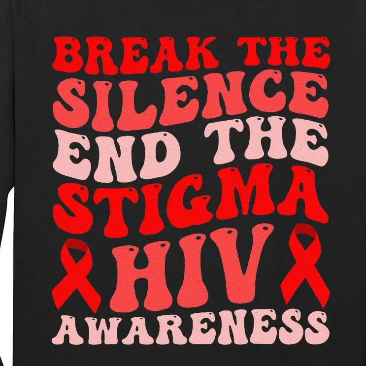 Hiv Awareness Red Ribbon World Aids Day Fighters Tall Long Sleeve T-Shirt