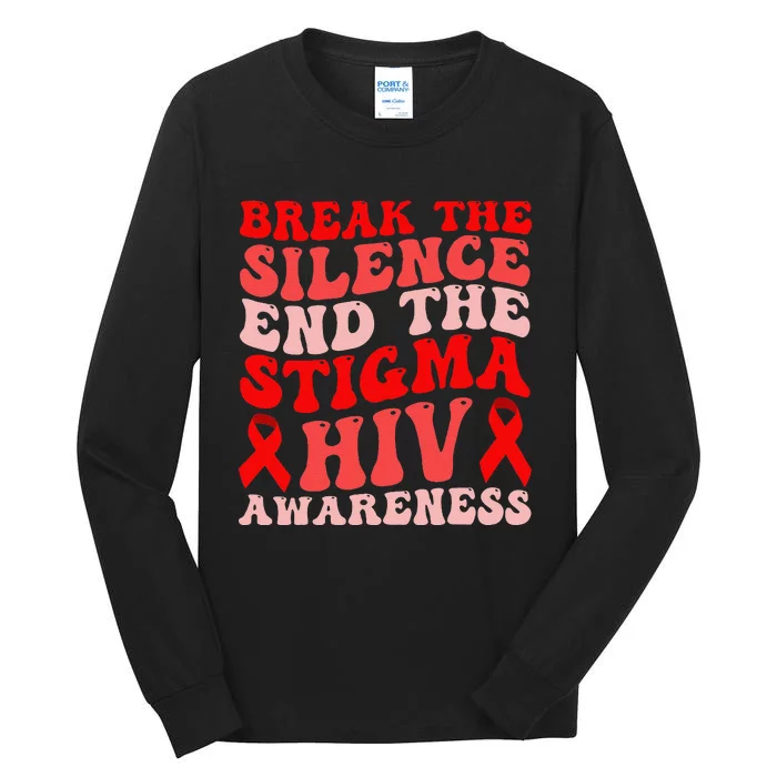 Hiv Awareness Red Ribbon World Aids Day Fighters Tall Long Sleeve T-Shirt