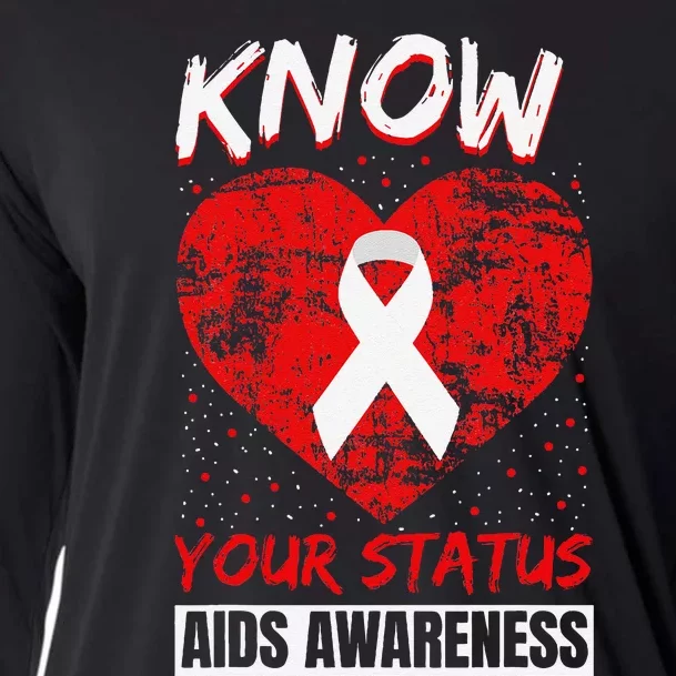 Hiv Awareness Red Ribbon World Aids Day Fighters Cooling Performance Long Sleeve Crew