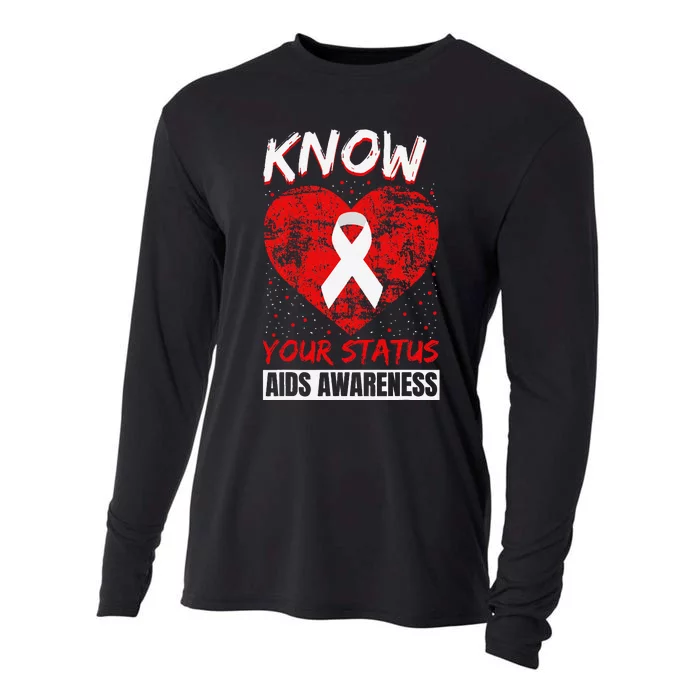 Hiv Awareness Red Ribbon World Aids Day Fighters Cooling Performance Long Sleeve Crew