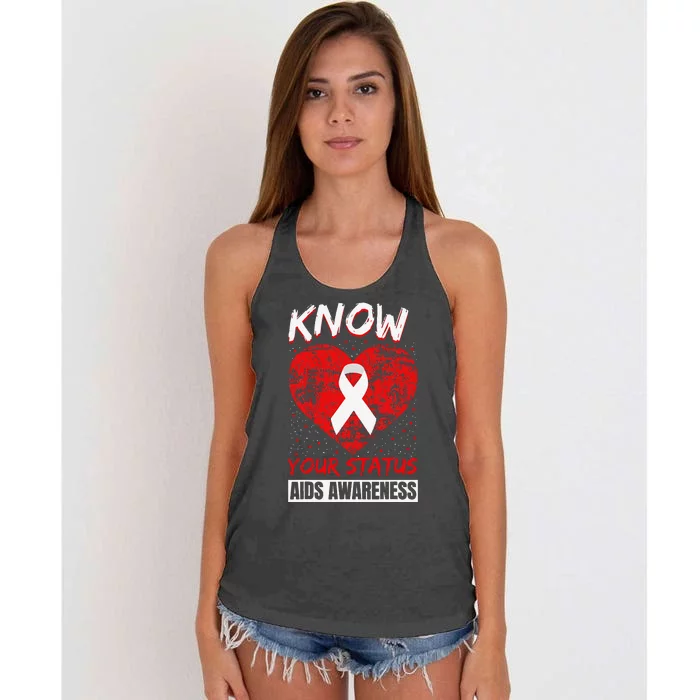 Hiv Awareness Red Ribbon World Aids Day Fighters Women's Knotted Racerback Tank