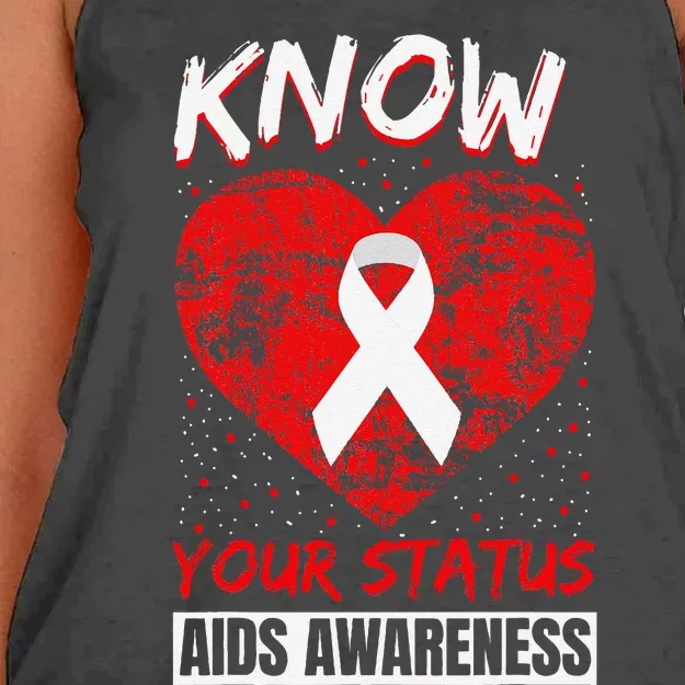 Hiv Awareness Red Ribbon World Aids Day Fighters Women's Knotted Racerback Tank