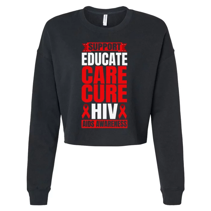 Hiv Awareness Red Ribbon World Aids Day Fighters Cropped Pullover Crew