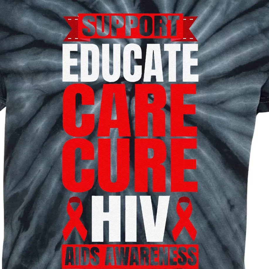 Hiv Awareness Red Ribbon World Aids Day Fighters Kids Tie-Dye T-Shirt