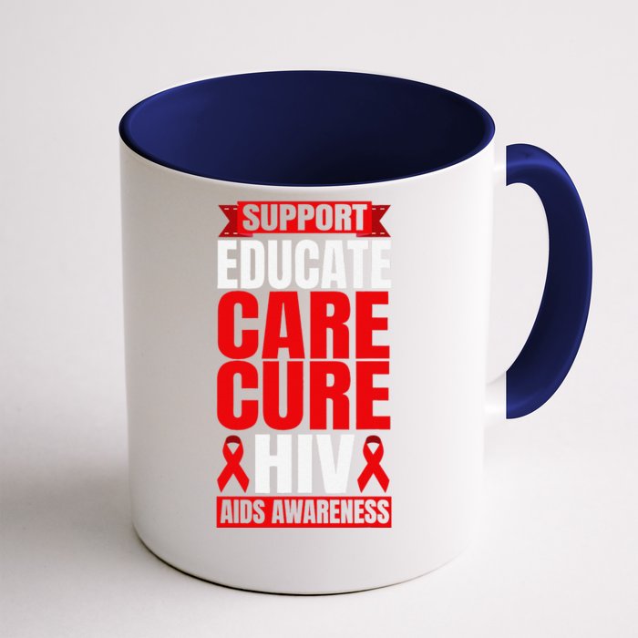 Hiv Awareness Red Ribbon World Aids Day Fighters Front & Back Coffee Mug