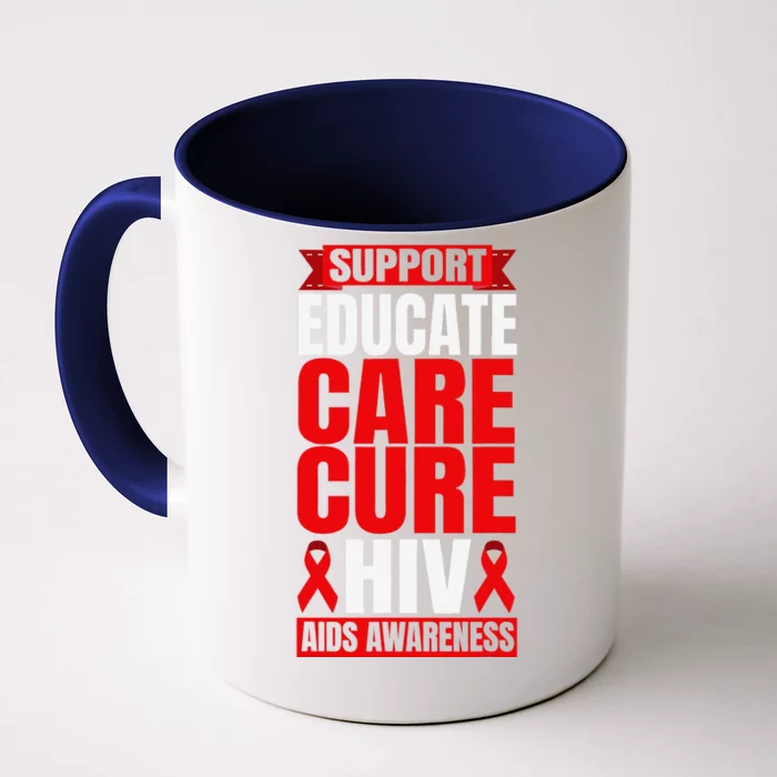 Hiv Awareness Red Ribbon World Aids Day Fighters Front & Back Coffee Mug