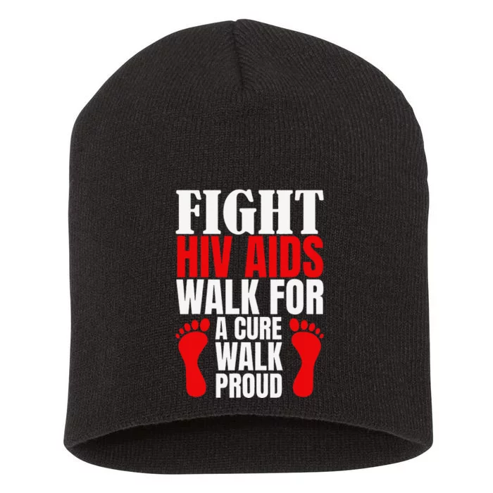 Hiv Awareness Red Ribbon World Aids Day Fighters Short Acrylic Beanie