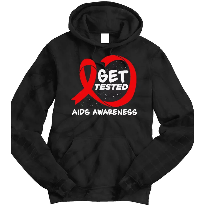 Hiv Awareness Red Ribbon World Aids Day Fighters Tie Dye Hoodie