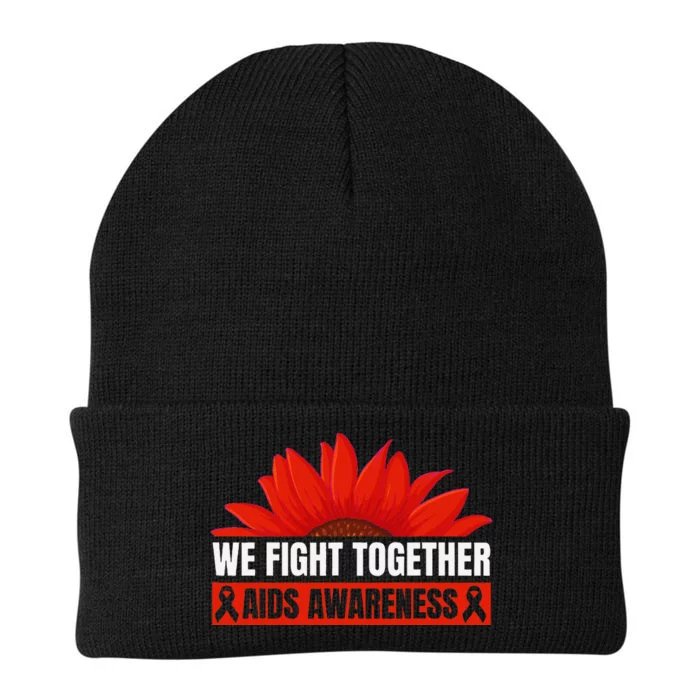 Hiv Awareness Red Ribbon World Aids Day Fighters Knit Cap Winter Beanie