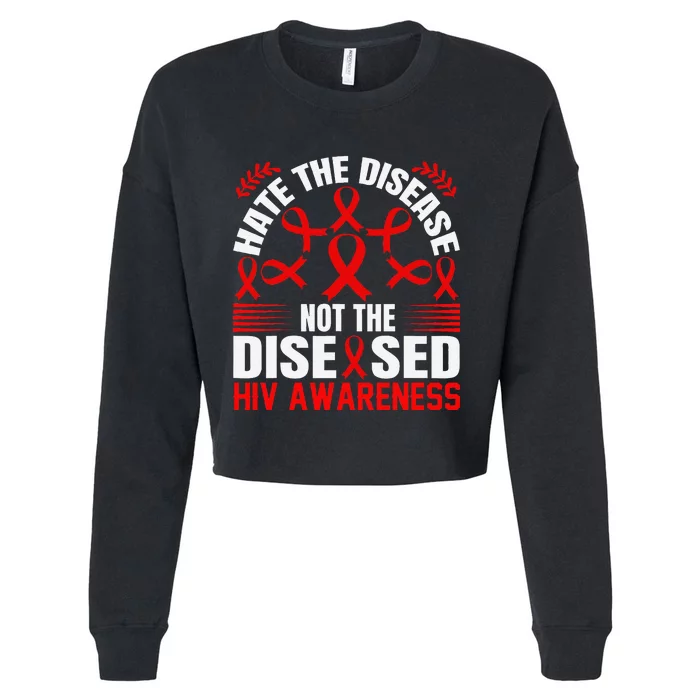 Hiv Awareness Red Ribbon World Aids Day Fighters Cropped Pullover Crew