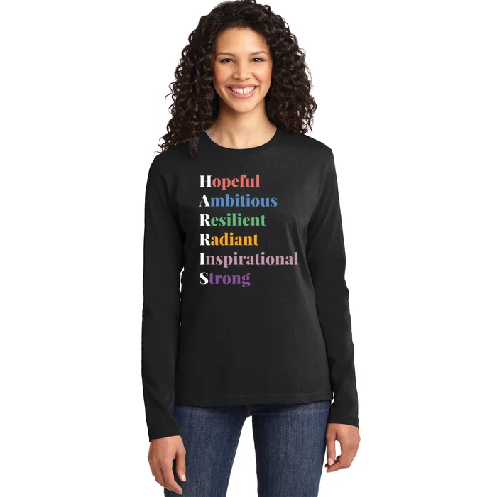 Hopeful Ambitious Resilient Radiant Inspirational Strong Ladies Long Sleeve Shirt