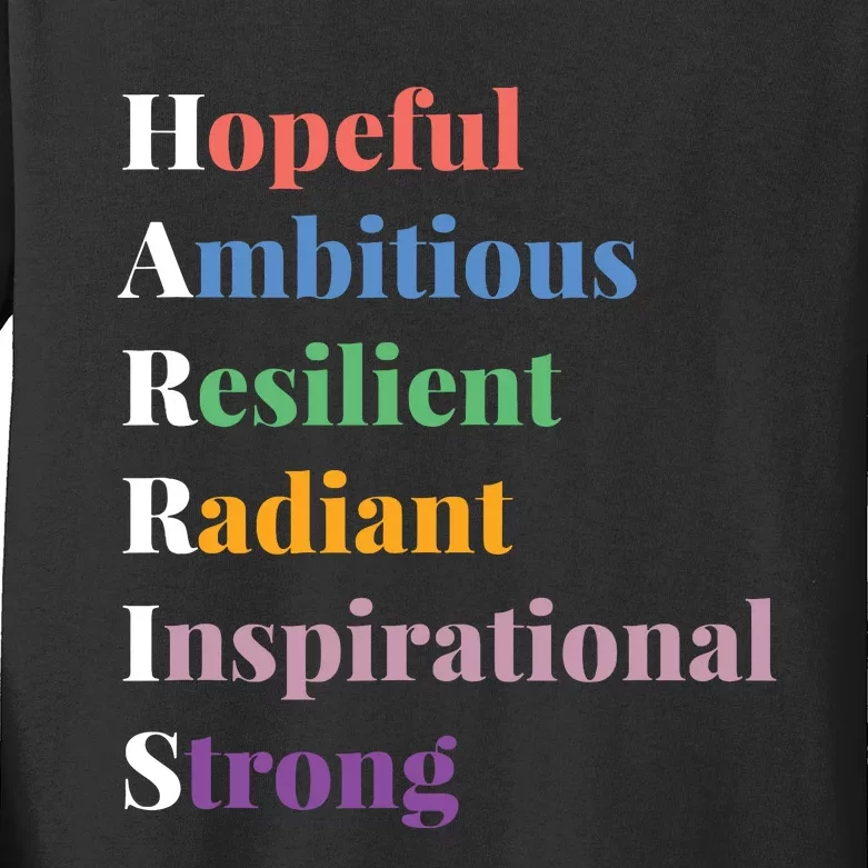 Hopeful Ambitious Resilient Radiant Inspirational Strong Kids Long Sleeve Shirt