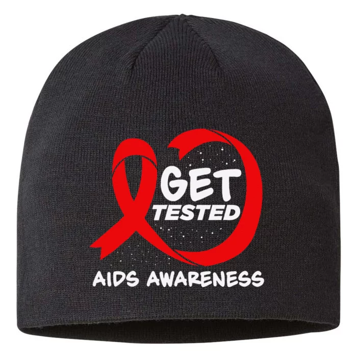 Hiv Awareness Red Ribbon World Aids Day Fighters 8 1/2in Sustainable Knit Beanie