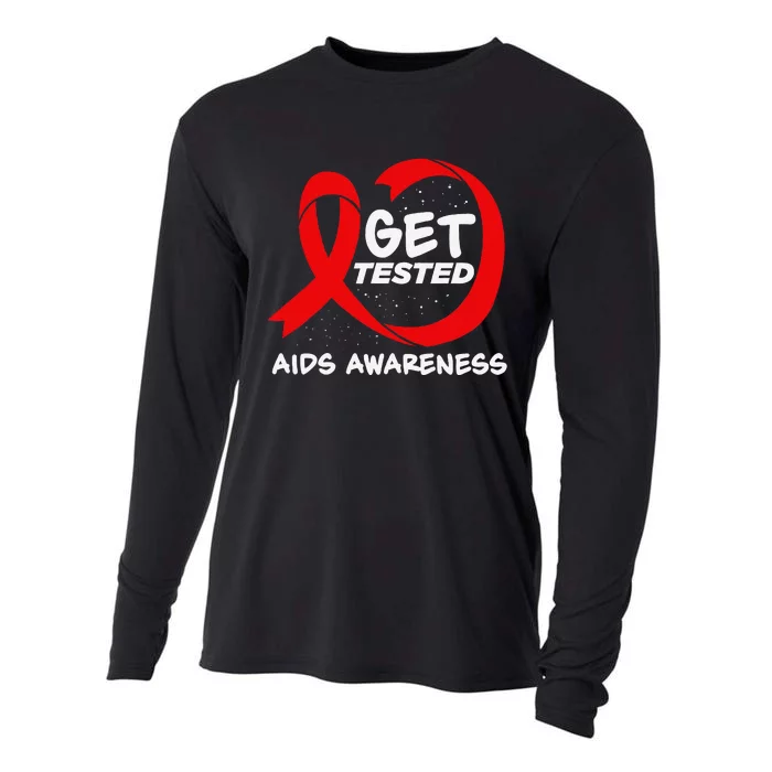 Hiv Awareness Red Ribbon World Aids Day Fighters Cooling Performance Long Sleeve Crew