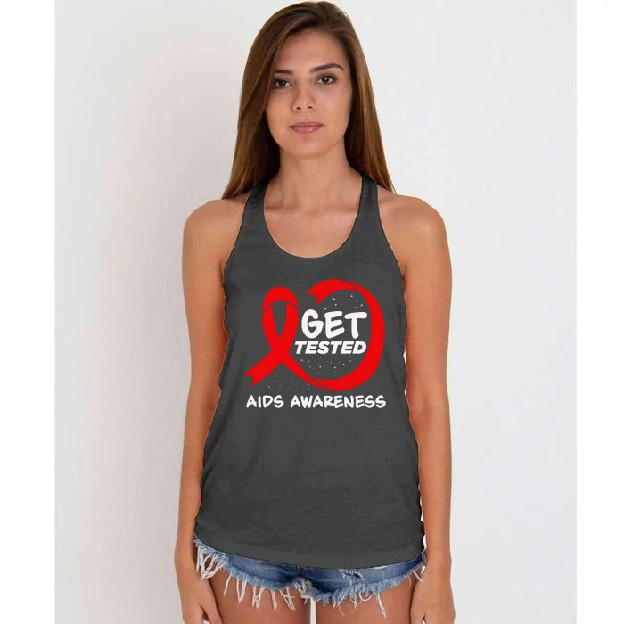 Hiv Awareness Red Ribbon World Aids Day Fighters Women's Knotted Racerback Tank