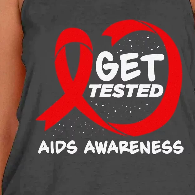 Hiv Awareness Red Ribbon World Aids Day Fighters Women's Knotted Racerback Tank