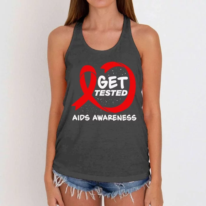 Hiv Awareness Red Ribbon World Aids Day Fighters Women's Knotted Racerback Tank