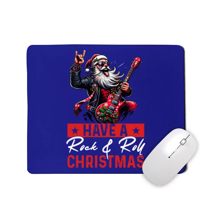 Have A Rock And Roll Christmas Funny Santa Guitar Player Great Gift Mousepad