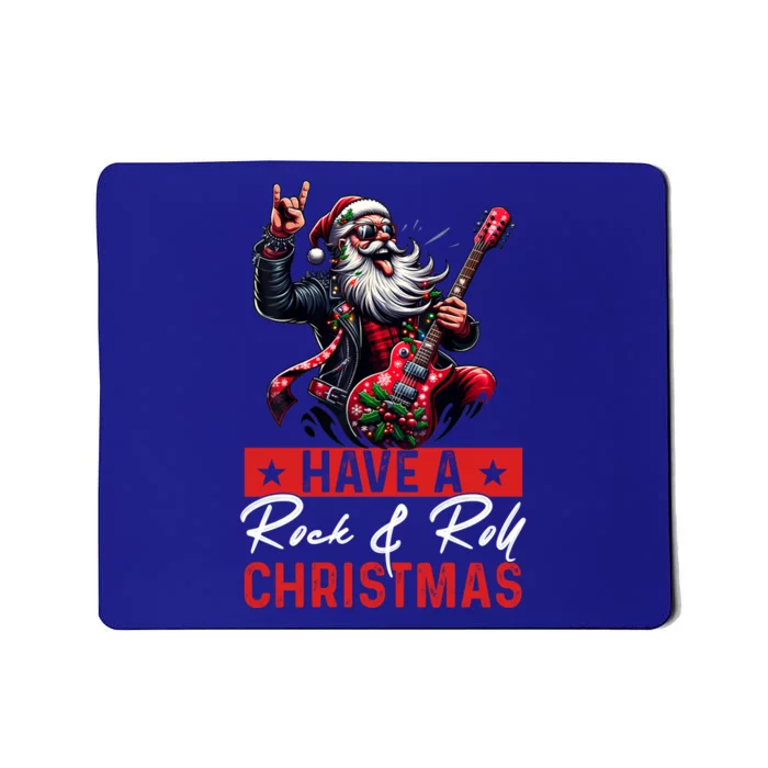 Have A Rock And Roll Christmas Funny Santa Guitar Player Great Gift Mousepad