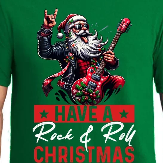 Have A Rock And Roll Christmas Funny Santa Guitar Player Great Gift Pajama Set