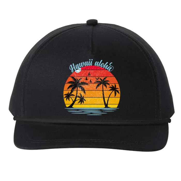 Hawaii Aloha Retro Sunset Beach Snapback Five-Panel Rope Hat