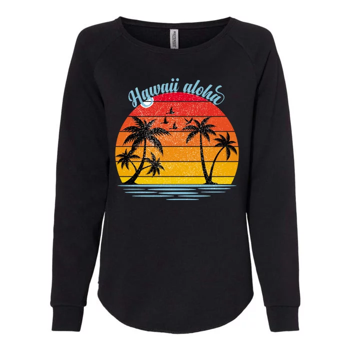 Hawaii Aloha Retro Sunset Beach Womens California Wash Sweatshirt