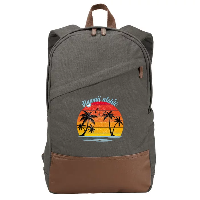 Hawaii Aloha Retro Sunset Beach Cotton Canvas Backpack