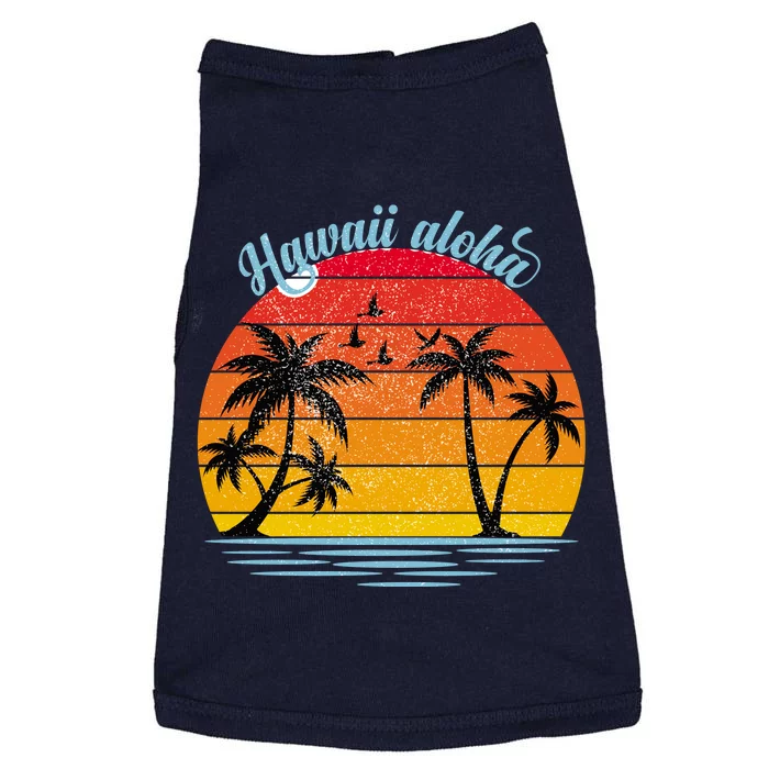 Hawaii Aloha Retro Sunset Beach Doggie Tank