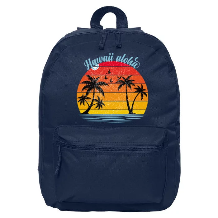 Hawaii Aloha Retro Sunset Beach 16 in Basic Backpack