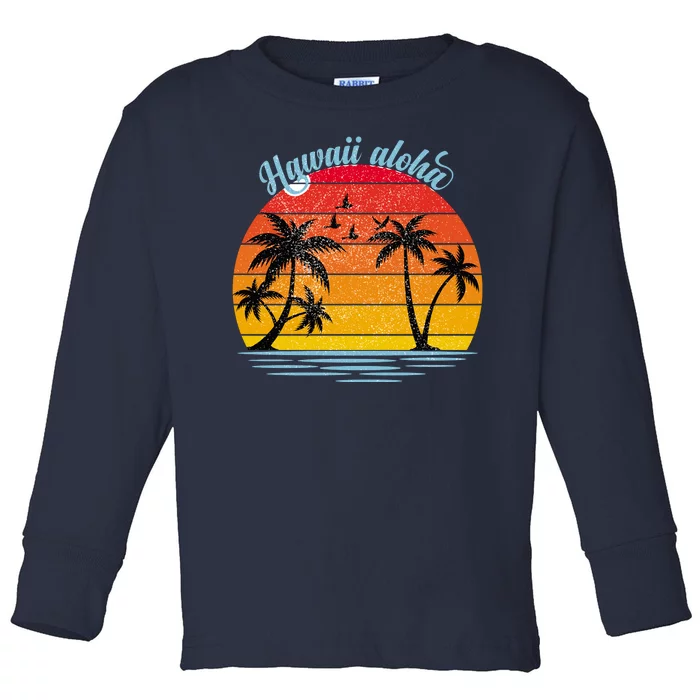 Hawaii Aloha Retro Sunset Beach Toddler Long Sleeve Shirt