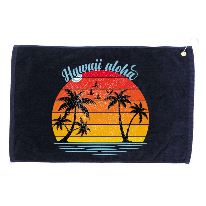 Hawaii Aloha Retro Sunset Beach Grommeted Golf Towel