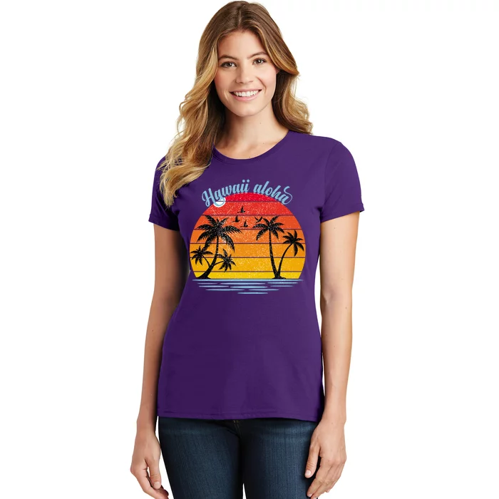 Hawaii Aloha Retro Sunset Beach Women's T-Shirt